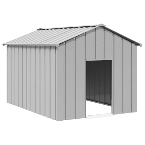 vidaXL Caseta para Perros con Techo Acero galvanizado 113x153x101 cm, caseta para Perros, Jaula para Perros, Refugio para Perros, Perrera