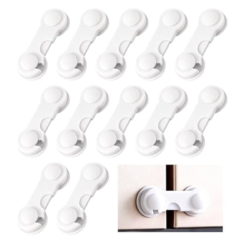 Seguridad Infantil para Armarios Blancos,Gloryit Protectores para Cajones a Prueba de Niños sin Taladro,Cierre Seguridad Cajones Bebe 12 PCS,Aptas para Armarios,No Requiere Taladrar,Blanco.