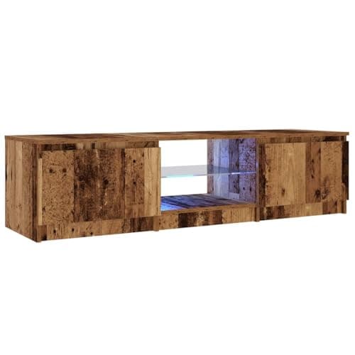 vidaXL Mueble TV Luces LED Madera ingeniería Envejecida 140x40x36 cm, Soporte de TV, Mueble Multimedia, Consola de TV, Mueble HiFi