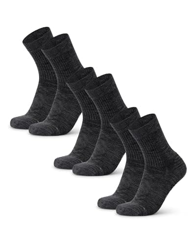DANISH ENDURANCE Calcetines Antiampollas Senderismo de Lana Merino Ligeros, 3 Pack, Gris Oscuro, 35-38