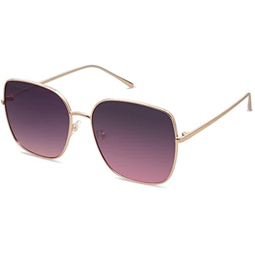 SOJOS Gafas de sol con montura metálica cuadrada y elegante para mujer y hombre, lentes planas de espejo, gafas de sol con protección UV SJ1146