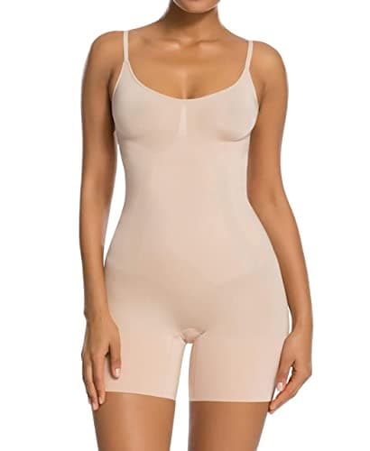 SHAPERX Bodies Moldeadores Mujer Body Reductora Adelgazante Shapewear Bodysuit Control de Abdomen Shaper Ropa Interior Bodysuit Posparto, UK-SZ6224-Beige-M