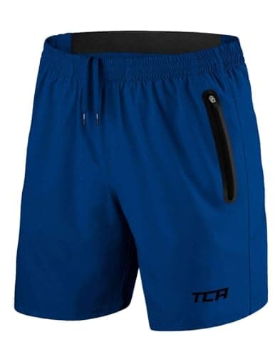 TCA Pantalones Cortos Hombre Deporte con Bolsillos de Cremallera - Pantalon Corto Deportivo Hombre Tecnología Elite Tech - Running Shorts Men Gym Correr Padel - Azul, XS