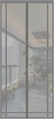 Sekey 110x220cm Cortina Mosquitera Magnética para la Protección Contra Insectos, el Mosquitera Magnético Ideal para Puerta de Balcón, Puerta de Terraza (se Puede Cortar en Altura y Ancho), Gris