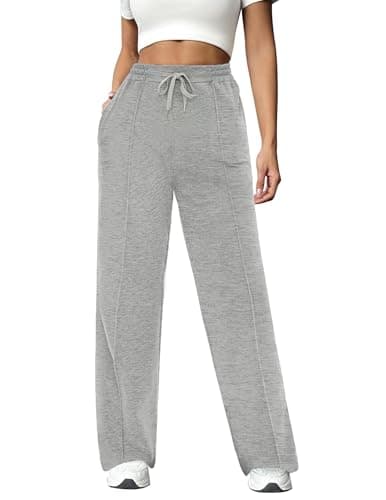 Crewhpo Pantalón Chándal Mujer Algodón Pantalones Deportivos Largos Pantalon con Bolsillos Elástica Cordón Jogger para Casual Correr Jogging