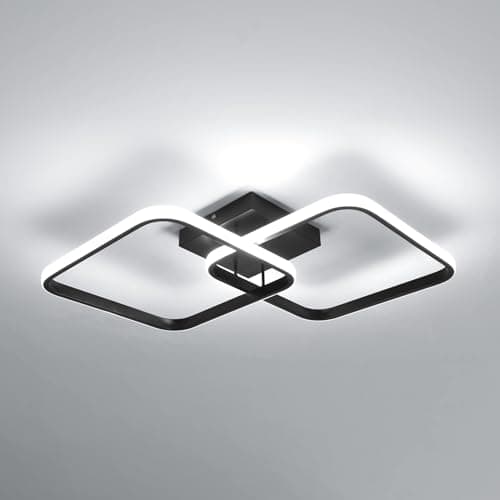 Toolight Plafon LED Techo, Moderno 42W 4700LM, Lampara de Techo Cuadrada 64cm, Acrílico 6500K Luz Blanca Fría para Dormitorio, Salon, Cocina, Baño, Pasillo, Negro