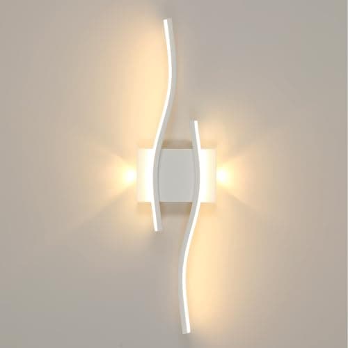 Comely Apliques de Interior LED, 20W 2250LM Lámpara de Pared Blanco Moderna, Luz de Pared de Aluminio para Salón Dormitorio Sala Pasillo Escalera, 3000K Blanco Cálido