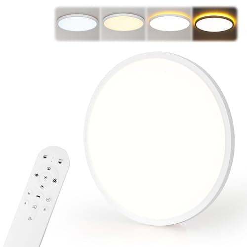 MoonYard Lámpara de techo LED, redonda, plana, Ø60cm, 60W, 6500lm regulable con mando a distancia para dormitorio, habitación infantil y salón