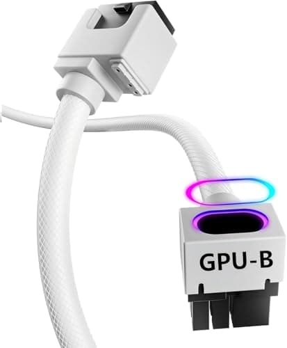 AsiaHorse Hydrus 8-Pin GPU Cable de extensión [TIPO B - PESTILLO ARRIBA], Cable de alimentación PCIE para tarjeta gráfica (NO PARA CPU), 18AWG Sleeved, 5V ARGB Sync - Blanco