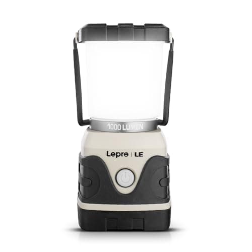 Lepro Linterna de Cámping a Pilas, Luz de Cámping Brillo Ajustable 1000 LM, 4 Modos Luz Emergencia, Luz de Tienda Impermeable IPX4 para Cámping, Senderismo, Pesca, Cortes de Energía, Carcasa Blanca