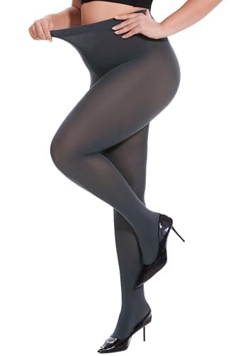 CozyWow Medias elásticas semi-opacas para mujer Tallas grandes XL-4XL, gris oscuro, 4XL