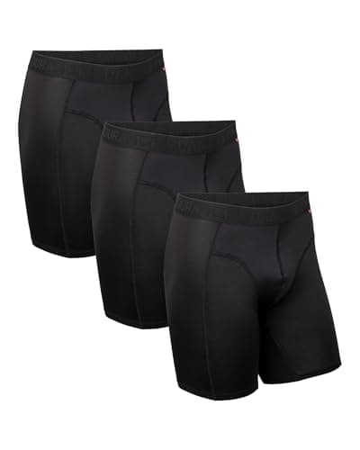 DANISH ENDURANCE Calzoncillos Hombre Boxer Deportivos, Ajustados y Transpirables, Pack de 3, Negro Pierna Larga, M