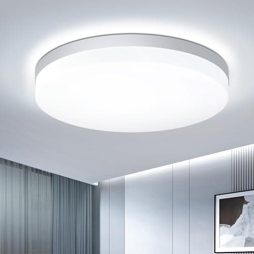 EASY EAGLE Plafon LED Techo, 48W 4800LM 6500K Lámparas de Techo, IP44 Ø30cm Blanco Downlight Plafones para Techo Cocina Pasillo Baño Sala