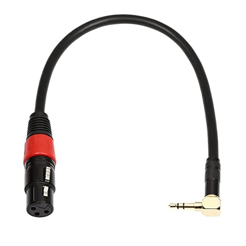 Oluote Ángulo Recto 3.5 mm TRS Macho a XLR 3 Pines Hembra Cable de Audio Estéreo Cable Auxiliar para MP3, Altavoces, Micrófono, etc (0.3M)