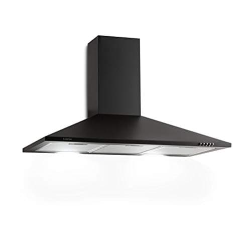 Klarstein Zugspitze 90 Campana extractora - Extractor de pared, Extractor de humos, 65 W, Absorción de 310m³/h, Ventilación y absorción, Iluminación LED de la cocina, Filtro de grasa, Negro