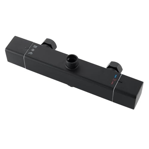 Ulytid Grifo Ducha Termostatico de 2 Salidas, Salida Superior 3/4" BSP(26.4mm) y Salida Inferior 1/2" BSP(21mm), Grifo Termostatico Ducha Pared, Forma Cuadrado, Acabado Negro