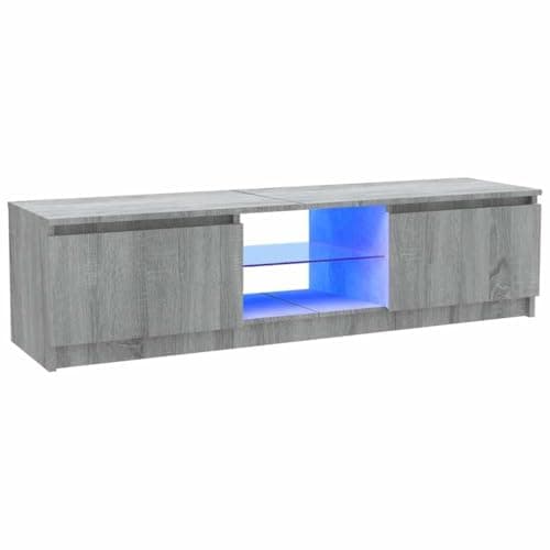 vidaXL Mueble de TV con Luces LED Armario Pared Consola Decoración Almacenamiento Salón Sala de Estar Dormitorio Puerta Hogar Gris Sonoma