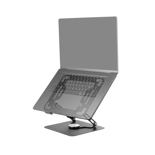 Mars Gaming MA-RSN, Soporte para Portátiles y Tablets hasta 17", Ajuste en Altura + Inclinación + Rotación 360º, Stand Estructura Acero, Almohadillas Antideslizantes, Diseño Plegable Portátil, Negro