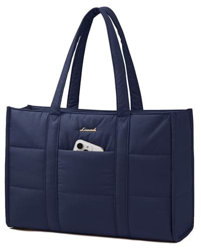 LOVEVOOK Bolso Mujer Grande, Puffer Bolso Tote Bag Bolsos para Universidad Shopper, 15,6 Pulgadas Bolso Portatil Ordenador para Trabajo Oficina Universitarias