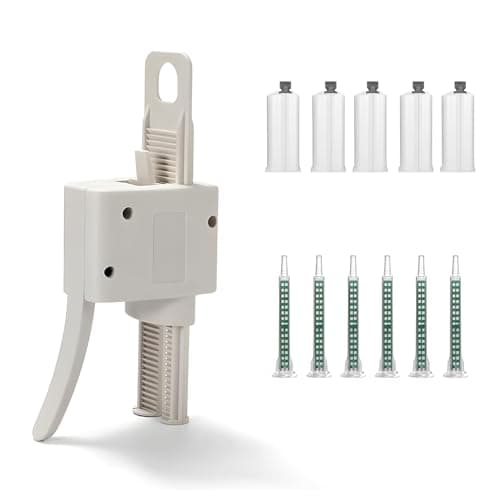 Jicyor Ab Epoxid Klebepistole Griff Kleber-Mischt,2 Komponenten Kleber Kleber Spender 1:2 hältnis inklusive 5 Stück Mischdüsen 5 Stück Kleber-Mischtuben Nachfüllbare 50ml