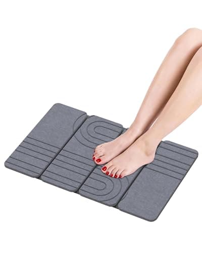 iHomara Alfombrilla de baño plegable de tierra de diatomeas, alfombrilla de baño de piedra de secado rápido, 60 cm x 39 cm x 0,9 cm, alfombrilla antideslizante para baño, hogares y cocinas
