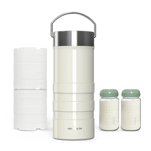 KEKHEALTH Enfriador de Leche Materna de PortáTil Para El Trabajo Y Los Viajes, Enfriamiento Continuo Las 24 Horas, Nevera 650ml de Leche Materna de Gran Capacidad Con 2 Botellas, Libre de BPA