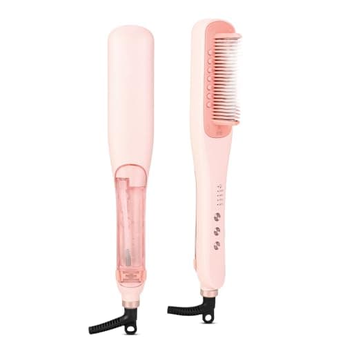 AraStyleon Cepillo de Plancha para el Pelo de Vapor - 4 Niveles de Temperatura, Calentamiento Rápido 30s, Placas de Cerámica, Diseño Seguro, Steam Hair Straightener para Todo el Cabello (Rosa)