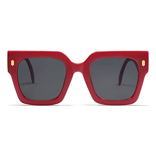 SOJOS Gafas de sol cuadradas de gran tamaño vintage para mujeres, gafas de sol de lujo retro para mujeres protección UV400 SJ2194C12