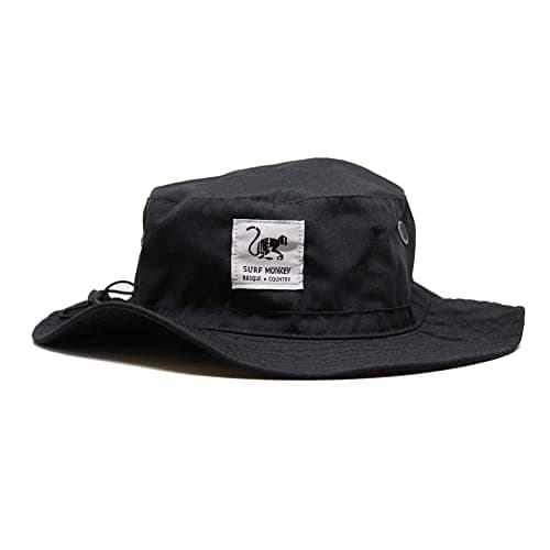 Surf Monkey® Cappello con protezione solare - Senza CORDINO - Visiera flessibile - Uomo/Donna - Cappello Boonie (UPF 50+ Negro)