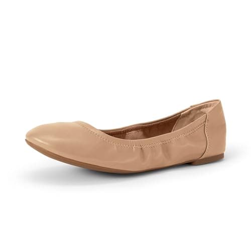 Amazon Essentials Belice - Zapatos planos tipo ballet para mujer, color beige, talla 11 de ancho