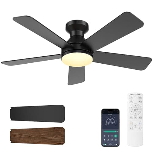 OAUEOR Ventilador de Techo con Luz y Mando a Distancia, 132cm Lámpara Ventilador Techo Silencioso con App, Motor DC, Luz LED 36W Regulable, 6 Velocidades, Reversible, para Dormitorio y Salón