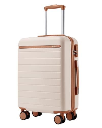 Kono Maleta de Cabina 55x40x20cm, Maleta Ligera de Compuesto ABS+PC, Equipaje de Mano con 4 Ruedas, Blanco