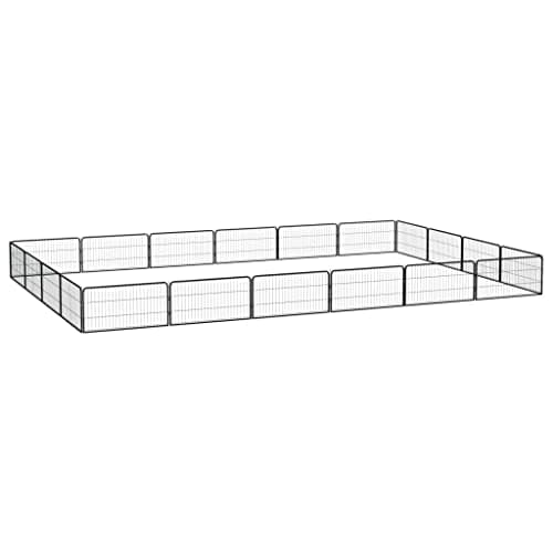 vidaXL Jaula Perros 20 Paneles Puerta Cachorro Acero Recubierto Polvo Negro