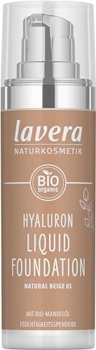 Lavera Hyaluron Liquid Foundation Natural Beige 05, Cosmética natural, Vegano, Textura Sedosa, Ligera, Libre de aceite mineral, Ácido hialurónico natural y Aceite de almendras orgánico - 30ml