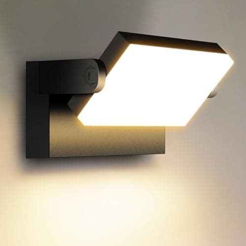 Kingwen 40W LED Aplique Pared Exterior/Interior 360°Rotación Blanco cálido 3000K Focos LED Exterior Impermeable ip65 Apliques de Pared negra 3000LM