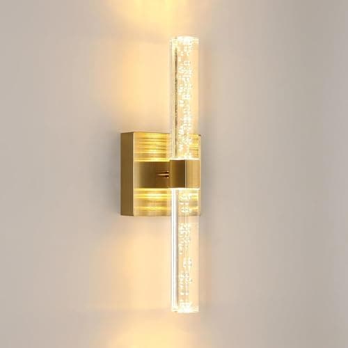Comely Apliques de Pared Interior LED, Moderno Lámpara de Pared de Acrílica Giratorio 360°, 3000K Luz Cálida Aplique de Pared Dorado para Dormitorio, Salón, Comedor, Pasillo, Escalera