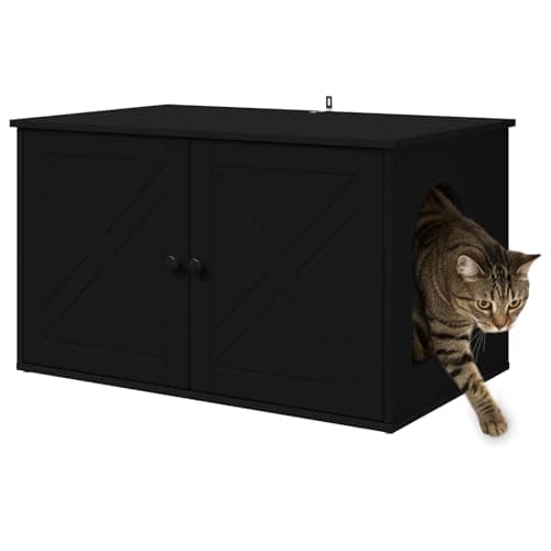 vidaXL Casa para Gatos Negro 85 x 55 x 50,5 cm Madera de ingeniería, Refugio Moderno para Gatos, Refugio felino con Estilo, casa Duradera y acogedora para tu Gatito