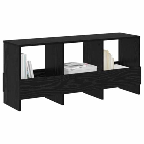 vidaXL Estante de revistas Roble Negro 102 x 30 x 45 cm, Banco de Almacenamiento para la Sala, Estante Rectangular de Madera, Organizador Multifuncional, Mueble Práctico