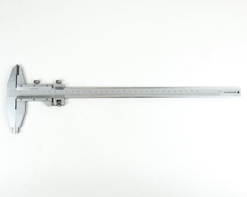 PIMALDAUM® Calibre tipo II DIN 862 – Acero inoxidable – Patas largas 43/61 mm – Calibre de precisión con nonio – 200/250 / 300 mm – Caja rígida (300 mm)