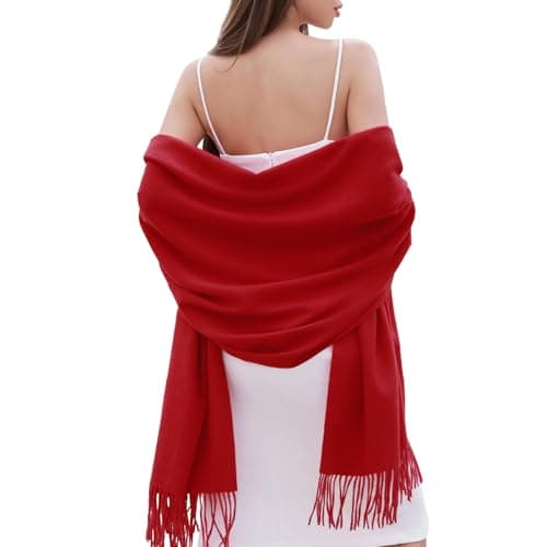RIIQIICHY Bufandas para Mujer Invierno Chal Fiesta Estolas para Bodas Pasminas Grandes Rojo Pañuelos Fular Foulard