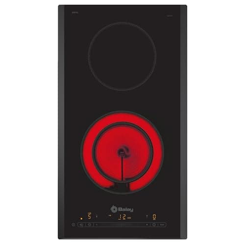 Balay - Placa vitrocerámica, 2 zonas de cocción, Control deslizante, Boost, negro, 3EB731LQ