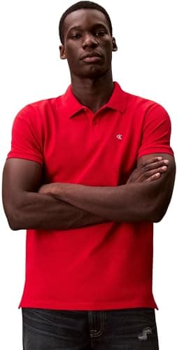 Calvin Klein Polo SS Monogram de piqué LV040EM269 S/S para Hombre, Color Rojo (Adrenaline Rush), XS, Rojo (Adrenaline Rush), XS