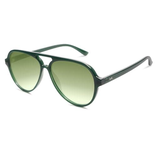 SOJOS Lentes de sol polarizados clásicos de aviador para mujeres y hombres, estilo aviador retro y moderno, SJ2201, Verde/verde degradado, Large
