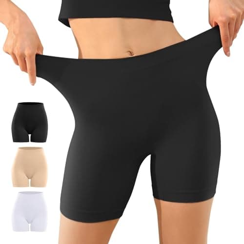 YouShow 3 Pack Pantalon Antirozaduras Mujer Debajo la Falda Pantalones Cortos Vestir Braga Anti Roce Negro Blanco Beiges XXL