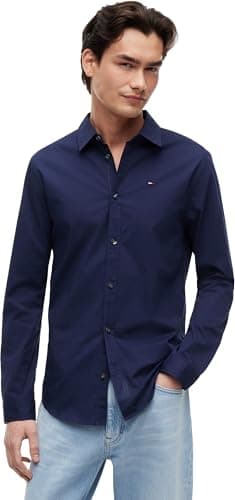 Tommy Jeans Tjm Original Stretch Shirt Dm0dm04405 Camisa, Azul (Black Iris), M Hombre