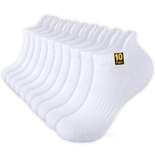 Wamicu 10 Pares Calcetines Tobilleros Hombre, Deporte Corto Algodón Transpirable para Verano, Running, Trabajo, Casa, Talla 47-50 (Blanco)