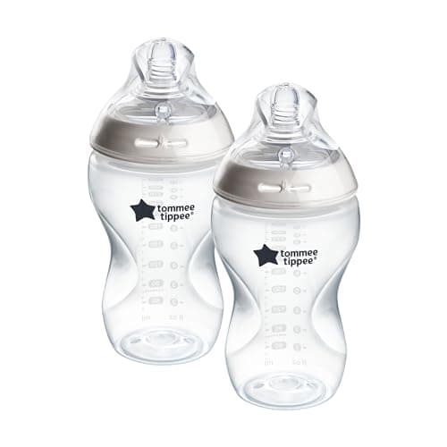 Tommee Tippee Biberones, biberón anticólicos Natural Start, 340 ml, con tetina anatómica para un agarre natural, válvula anticólicos, pack de 2