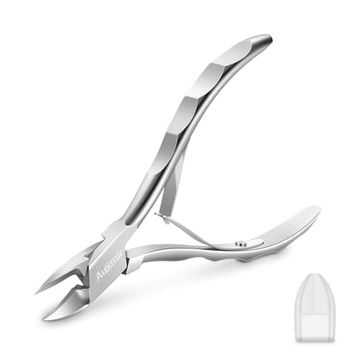 Auxmir Alicates Uñas Pies y Manos, Alicate Cortauñas Profesional, Corta Uñas Cuticulas Grande, para Uñas Gruesas o Encarnadas, Pedicura y Manicura, Acero Inoxidable, Plata