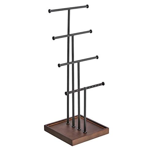 Amazon Basics Irregular Joyero de cuatro pisos con forma de árbol, nogal/negro