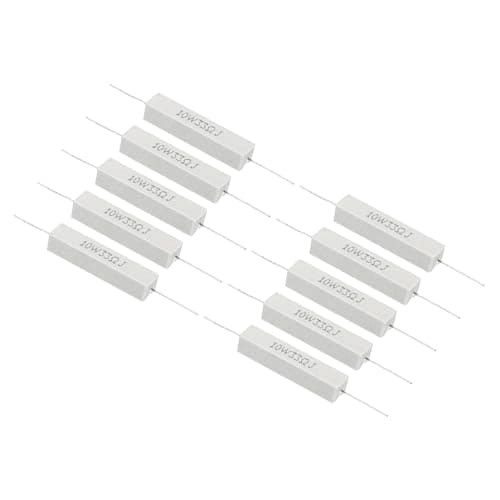 PATIKIL 10pcs 33 Ohmios Resistencias 10W Resistencia de Cemento Cerámico Kit de Resistencias Cemento de Potencia Tolerancia 5% para Adaptadores de Corriente Placas de Circuito